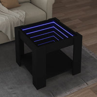 vidaXL Tavolino Salotto con LED Nero 53x53x45 cm Legno Multistrato