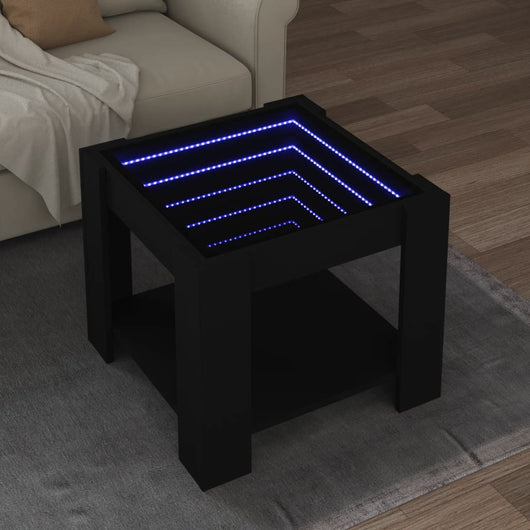 vidaXL Tavolino Salotto con LED Nero 53x53x45 cm Legno Multistrato