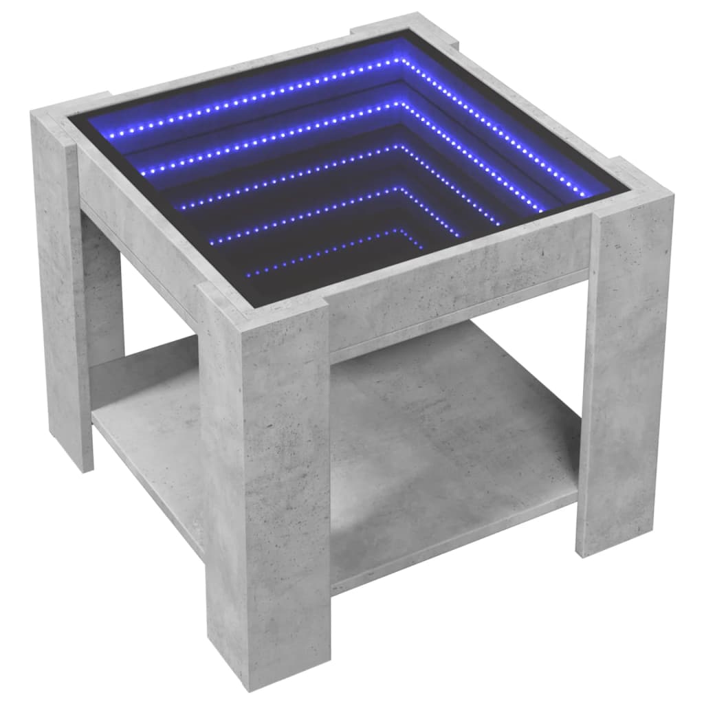 Tavolino Salotto con LED Grigio Cemento 53x53x45 cm Multistrato 847542