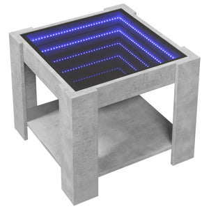 Tavolino Salotto con LED Grigio Cemento 53x53x45 cm Multistrato 847542