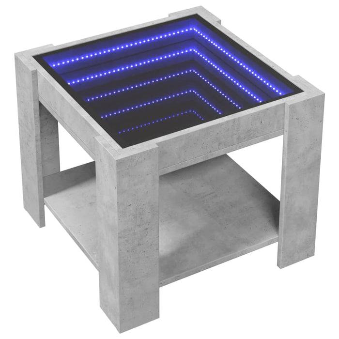 vidaXL Tavolino Salotto con LED Grigio Cemento 53x53x45 cm Multistrato