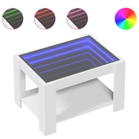 Tavolino Salotto con LED-Tavolino da soggiorno-Tavolo Bianco 73x53x45 cm Legno Multistrato