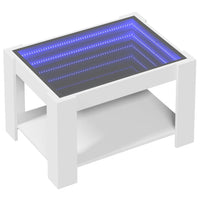 Tavolino Salotto con LED-Tavolino da soggiorno-Tavolo Bianco 73x53x45 cm Legno Multistrato