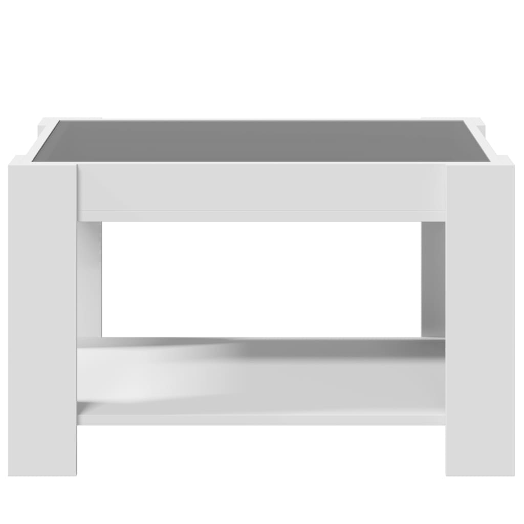 Tavolino Salotto con LED-Tavolino da soggiorno-Tavolo Bianco 73x53x45 cm Legno Multistrato