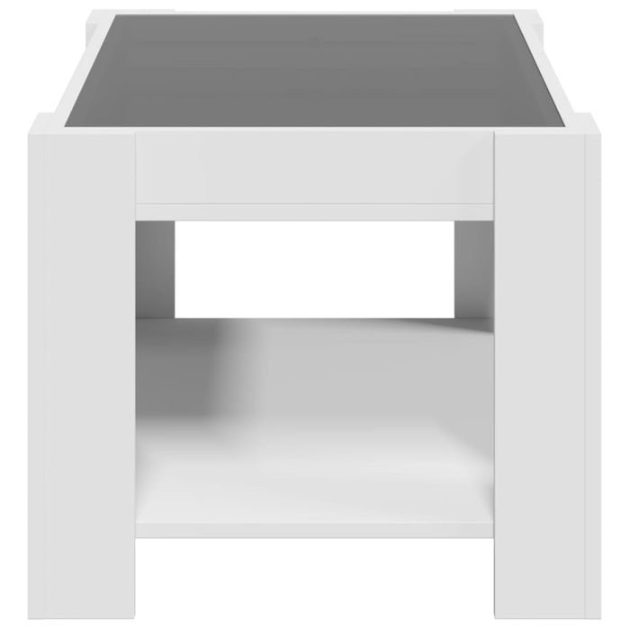 Tavolino Salotto con LED-Tavolino da soggiorno-Tavolo Bianco 73x53x45 cm Legno Multistrato