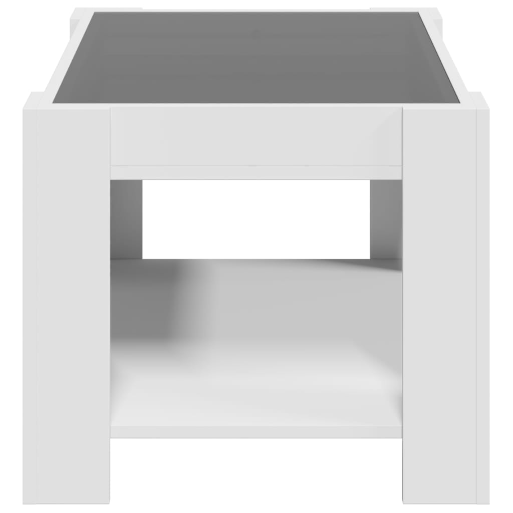 Tavolino Salotto con LED Bianco 73x53x45 cm Legno Multistrato 847546
