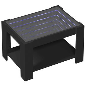 Tavolino Salotto con LED-Tavolino da soggiorno-Tavolo Nero 73x53x45 cm Legno Multistrato