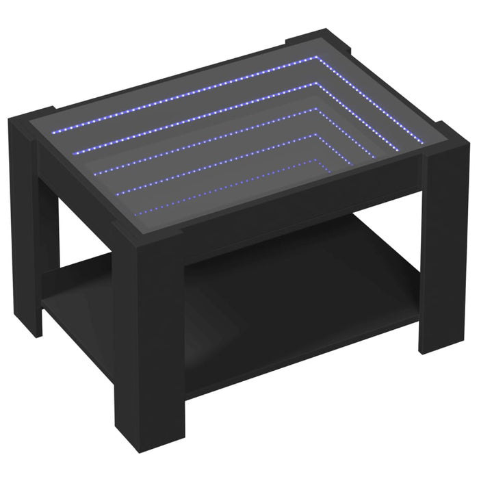 Tavolino Salotto con LED-Tavolino da soggiorno-Tavolo Nero 73x53x45 cm Legno Multistrato