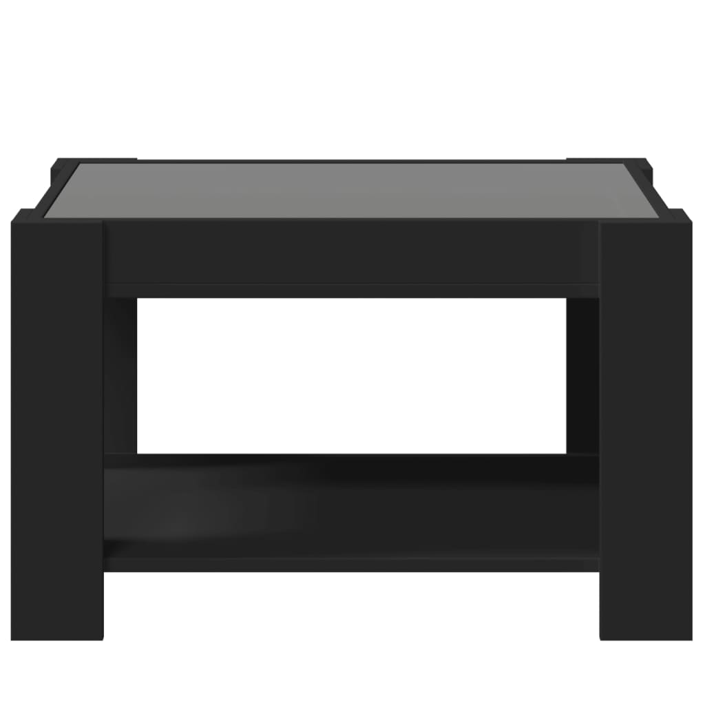 Tavolino Salotto con LED-Tavolino da soggiorno-Tavolo Nero 73x53x45 cm Legno Multistrato
