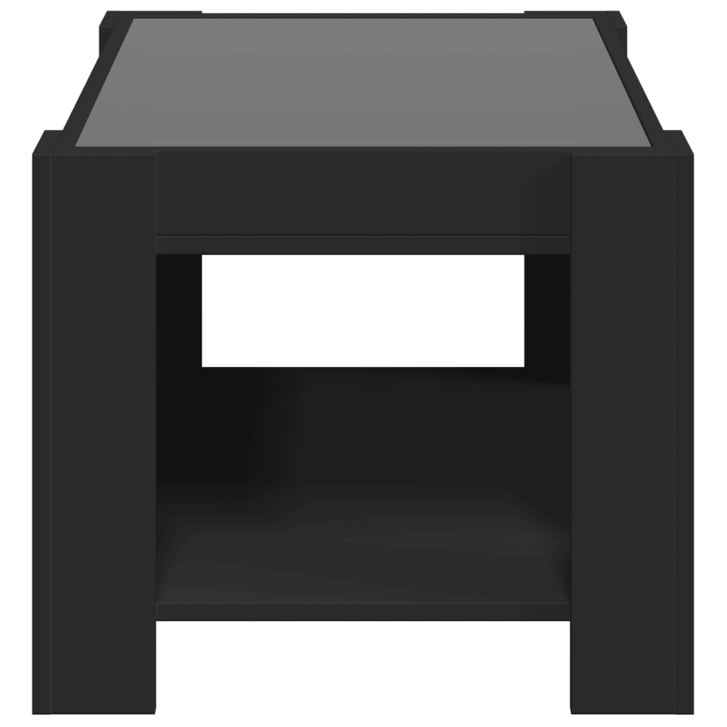 Tavolino Salotto con LED-Tavolino da soggiorno-Tavolo Nero 73x53x45 cm Legno Multistrato