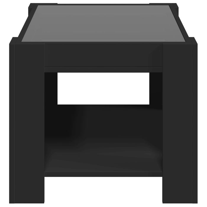 Tavolino Salotto con LED-Tavolino da soggiorno-Tavolo Nero 73x53x45 cm Legno Multistrato