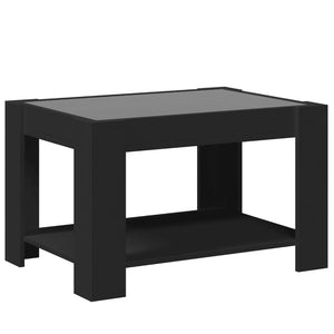 Tavolino Salotto con LED-Tavolino da soggiorno-Tavolo Nero 73x53x45 cm Legno Multistrato