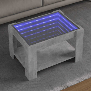 Tavolino Salotto con LED-Tavolino da soggiorno-Tavolo Grigio Cemento 73x53x45 cm Multistrato