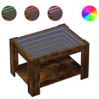 Tavolino Salotto con LED-Tavolino da soggiorno-Tavolo Rovere Fumo 73x53x45 cm Multistrato
