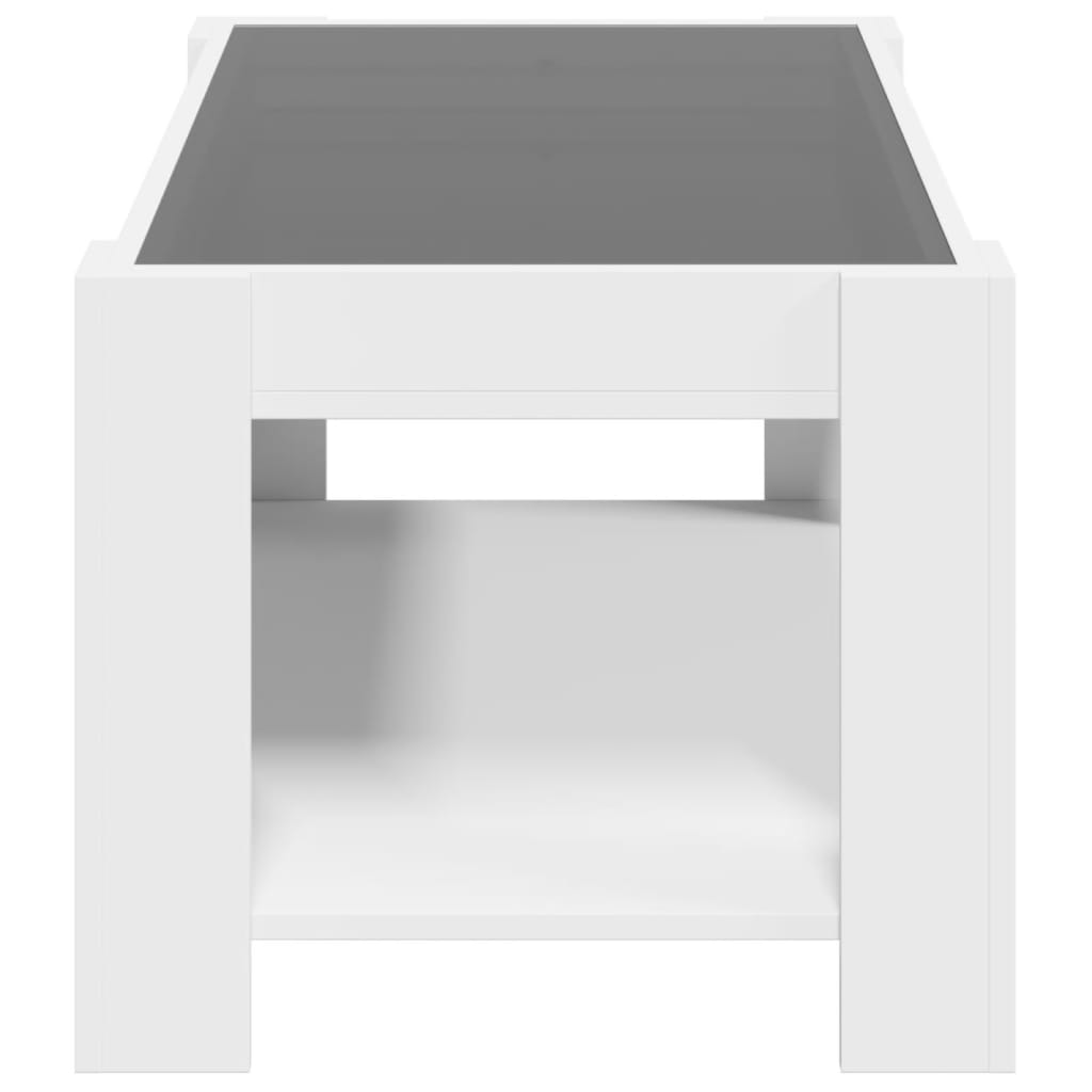 Tavolino Salotto con LED-Tavolino da soggiorno-Tavolo Bianco 93x53x45 cm Legno Multistrato