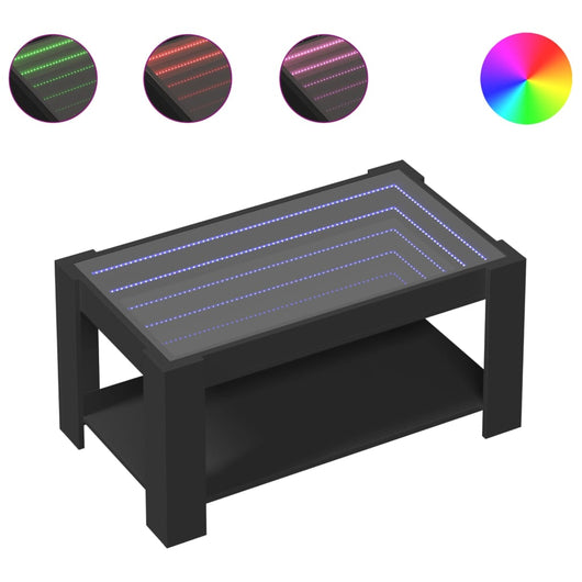 Tavolino Salotto con LED Nero 93x53x45 cm Legno Multistrato 847554