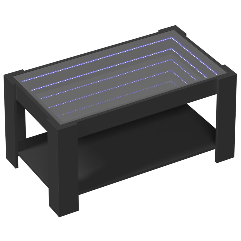 Tavolino Salotto con LED-Tavolino da soggiorno-Tavolo Nero 93x53x45 cm Legno Multistrato