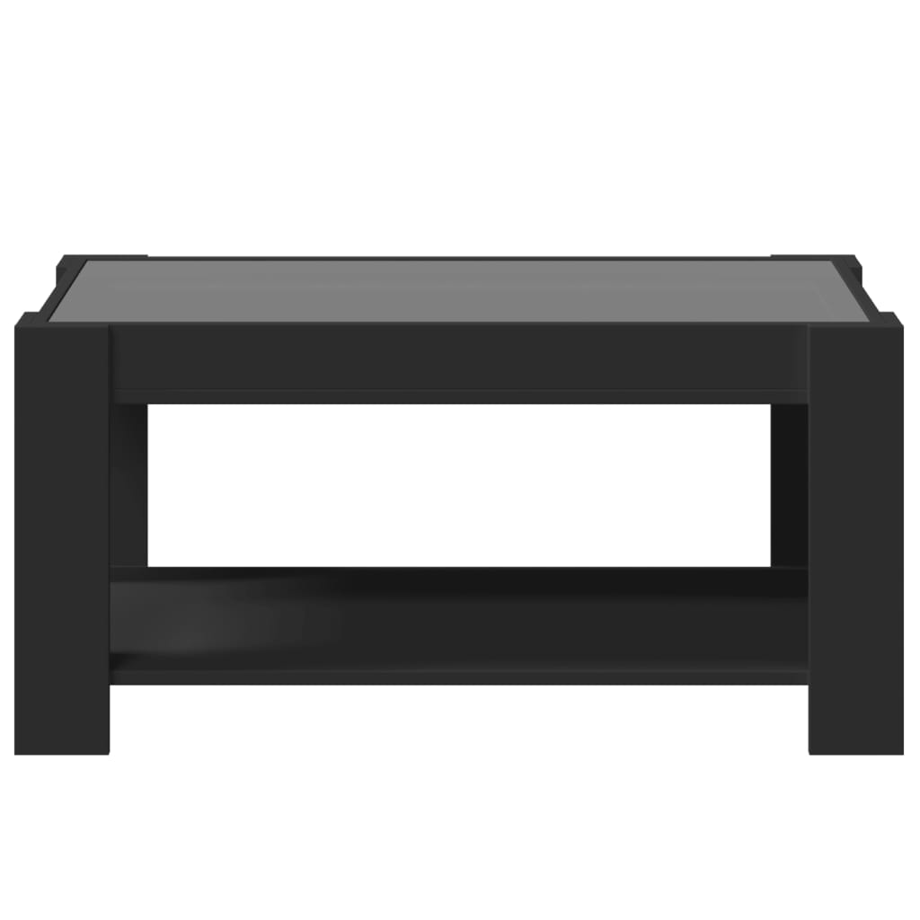 Tavolino Salotto con LED-Tavolino da soggiorno-Tavolo Nero 93x53x45 cm Legno Multistrato