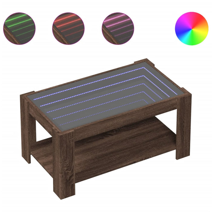 Tavolino Salotto con LED-Tavolino da soggiorno-Tavolo Rovere Marrone 93x53x45 cm Multistrato