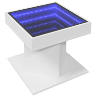 Tavolino Salotto con LED-Tavolino da soggiorno-Tavolo Bianco 50x50x45 cm Legno Multistrato 567802