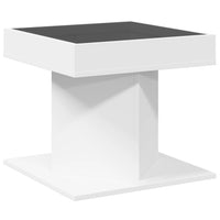 Tavolino Salotto con LED-Tavolino da soggiorno-Tavolo Bianco 50x50x45 cm Legno Multistrato 567802