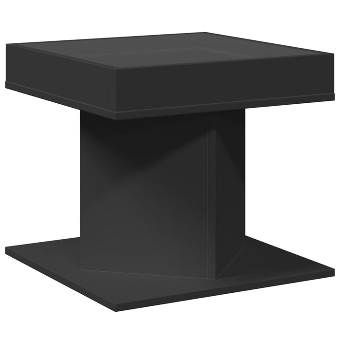 Tavolino Salotto con LED-Tavolino da soggiorno-Tavolo Nero 50x50x45 cm Legno Multistrato 912063