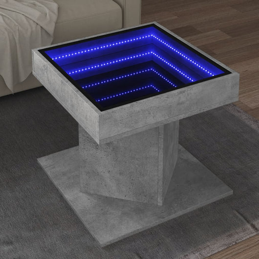 vidaXL Tavolino Salotto con LED Grigio Cemento 50x50x45 cm Multistrato