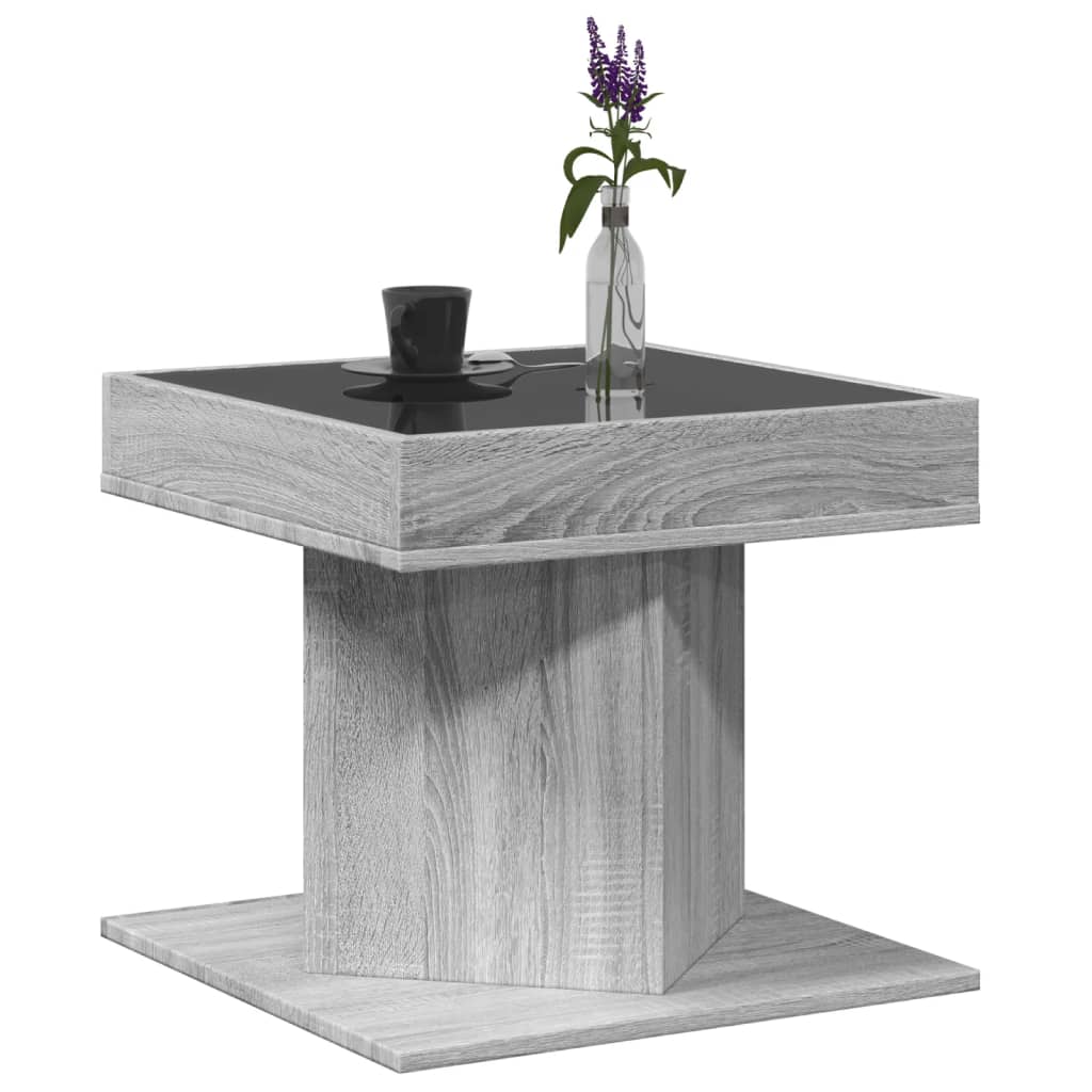 Tavolino Salotto con LED Grigio Sonoma 50x50x45 cm Multistrato 847565