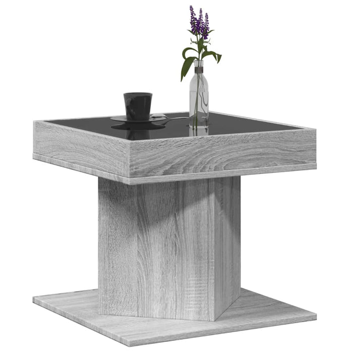 Tavolino Salotto con LED Grigio Sonoma 50x50x45 cm Multistrato 847565