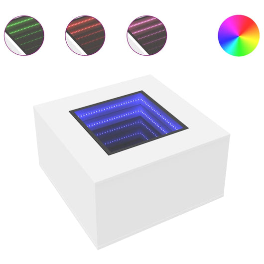 Tavolino Salotto con LED Bianco 60x60x40 cm Legno Multistrato 847567