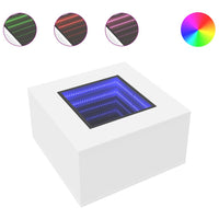 Tavolino Salotto con LED-Tavolino da soggiorno-Tavolo Bianco 60x60x40 cm Legno Multistrato