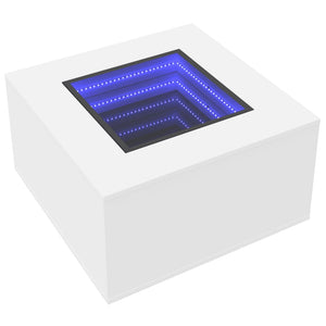 Tavolino Salotto con LED-Tavolino da soggiorno-Tavolo Bianco 60x60x40 cm Legno Multistrato