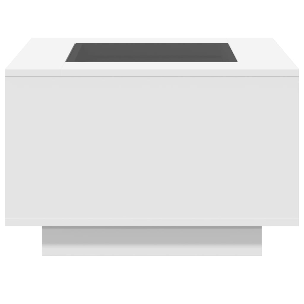 Tavolino Salotto con LED-Tavolino da soggiorno-Tavolo Bianco 60x60x40 cm Legno Multistrato