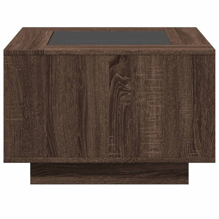 Tavolino Salotto con LED-Tavolino da soggiorno-Tavolo Rovere Marrone 60x60x40 cm Multistrato