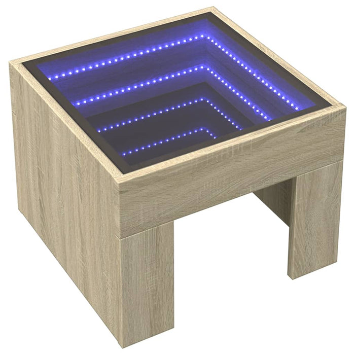 vidaXL Tavolino da Salotto con LED Infinity Rovere Sonoma 40x40x30 cm