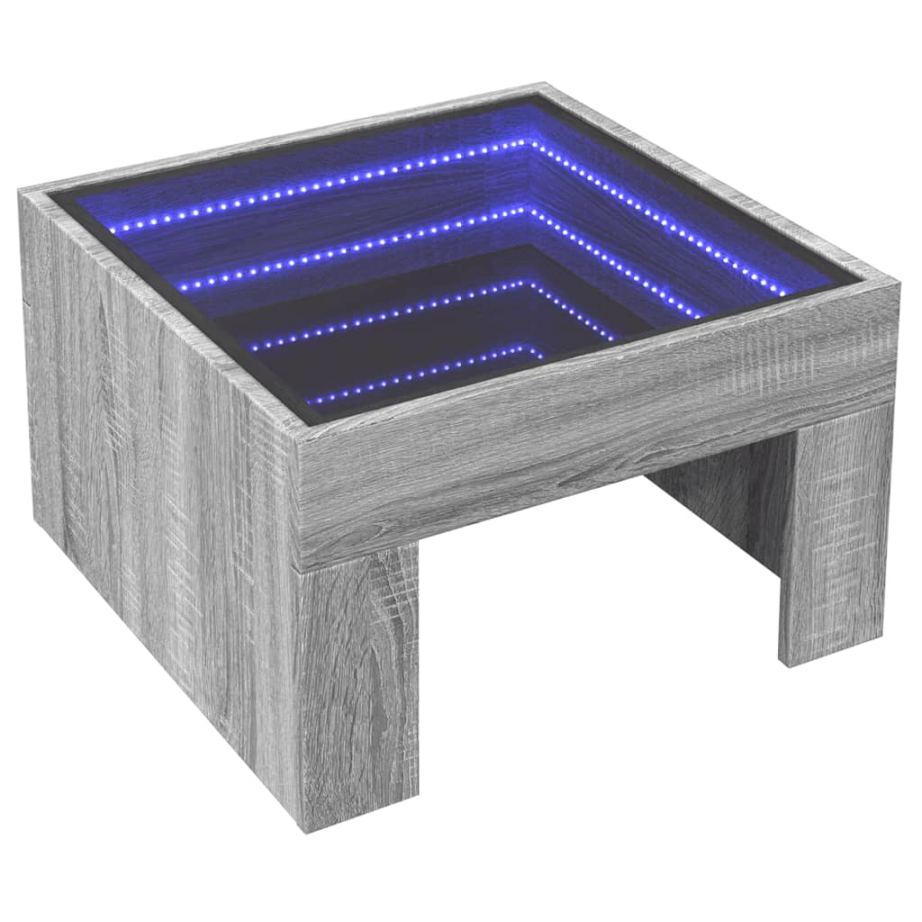 Tavolino da Salotto con LED Infinity Grigio Sonoma 50x50x30 cm 847607
