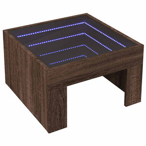 Tavolino da Salotto con LED Infinity-Tavolino da soggiorno Rovere Marrone 50x50x30 cm