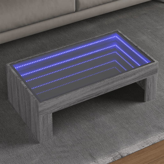 Tavolino da Salotto con LED Infinity-Tavolino da soggiorno Grigio Sonoma 90x50x30 cm