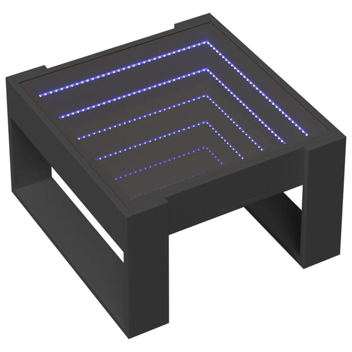 Tavolino da Salotto con LED Infinity-Tavolino da soggiorno Nero 50x53x30 cm