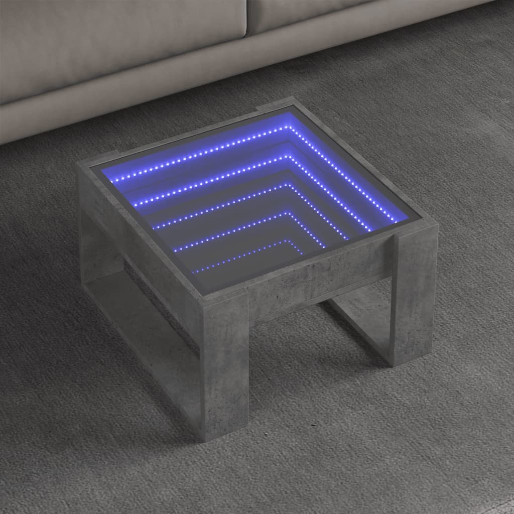 vidaXL Tavolino Salotto con LED Infinity Grigio Cemento 50x53x30 cm