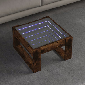 vidaXL Tavolino da Salotto con LED Infinity Rovere Fumo 50x53x30 cm