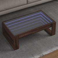 Tavolino da Salotto con LED Infinity-Tavolino da soggiorno Rovere Marrone 90x53x30 cm