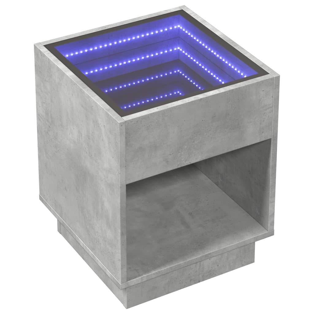 Tavolino da Salotto con LED Infinity Grigio Cemento 40x40x50 cm 847647