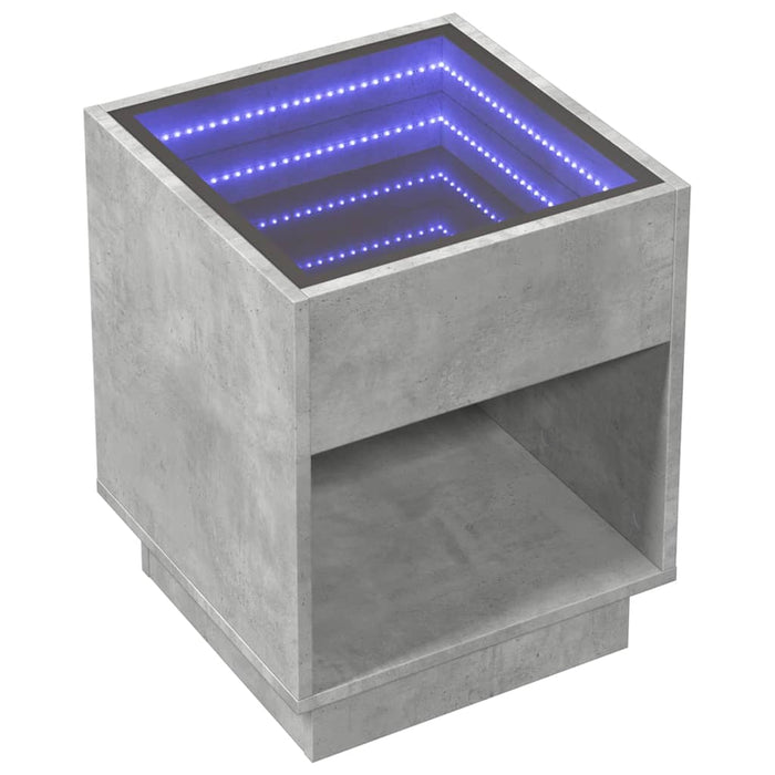 Tavolino da Salotto con LED Infinity Grigio Cemento 40x40x50 cm 847647