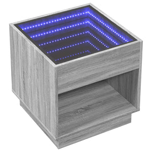 Tavolino da Salotto con LED Infinity-Tavolino da soggiorno Rovere Sonoma 50x50x50 cm 945012