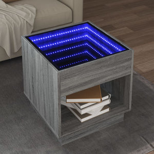 Tavolino da Salotto con LED Infinity-Tavolino da soggiorno Rovere Sonoma 50x50x50 cm 945012