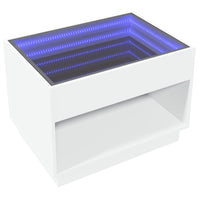 vidaXL Tavolino da Salotto con LED Infinity Bianco 70x50x50 cm