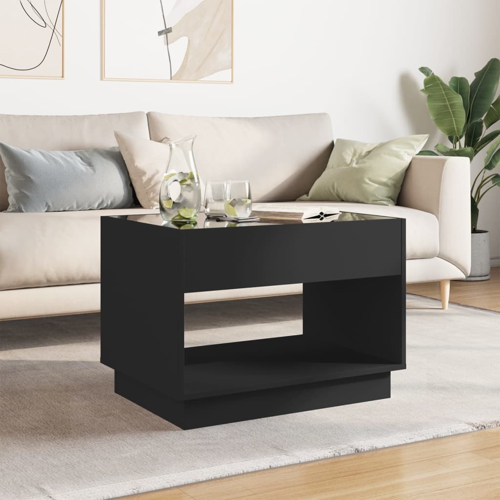 vidaXL Tavolino da Salotto con LED Infinity Nero 70x50x50 cm