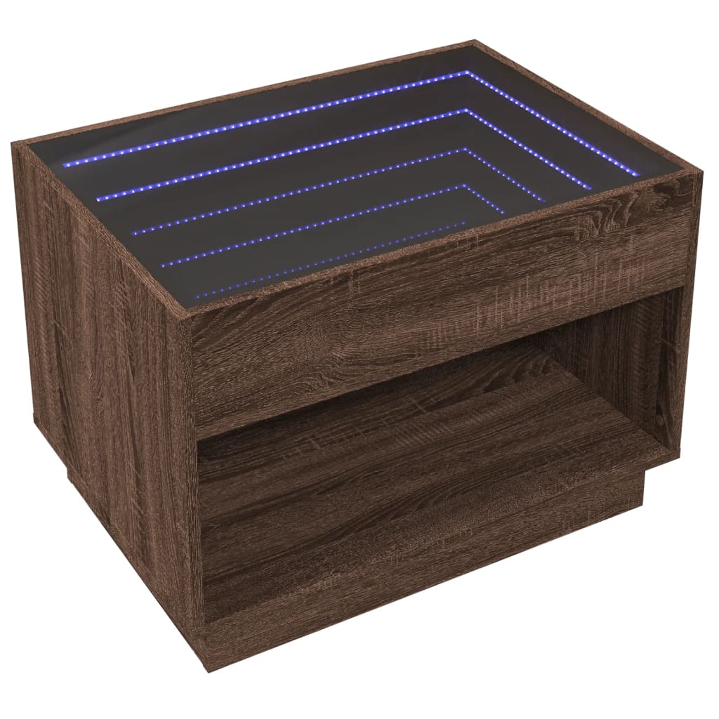 vidaXL Tavolino da Salotto con LED Infinity Rovere Marrone 70x50x50 cm