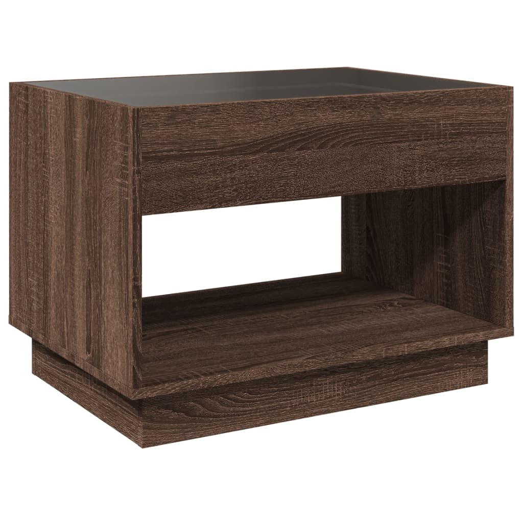 vidaXL Tavolino da Salotto con LED Infinity Rovere Marrone 70x50x50 cm